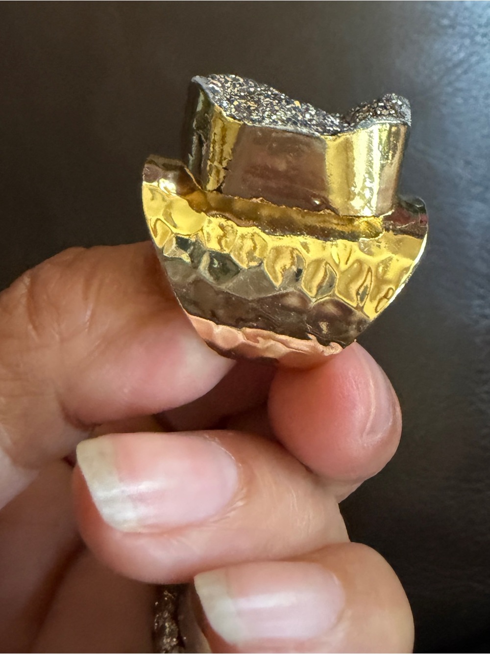 Adjustable Chunky Mixed-Metal Statement Ring in Gold and Silver